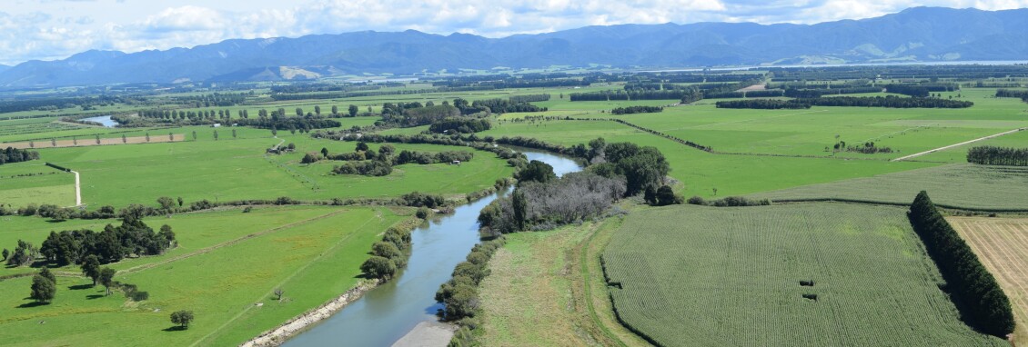 The Ruamāhanga River winding through farmland