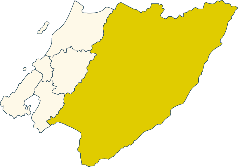 Map of the Wellington region with the Wairarapa highlighted in yellow
