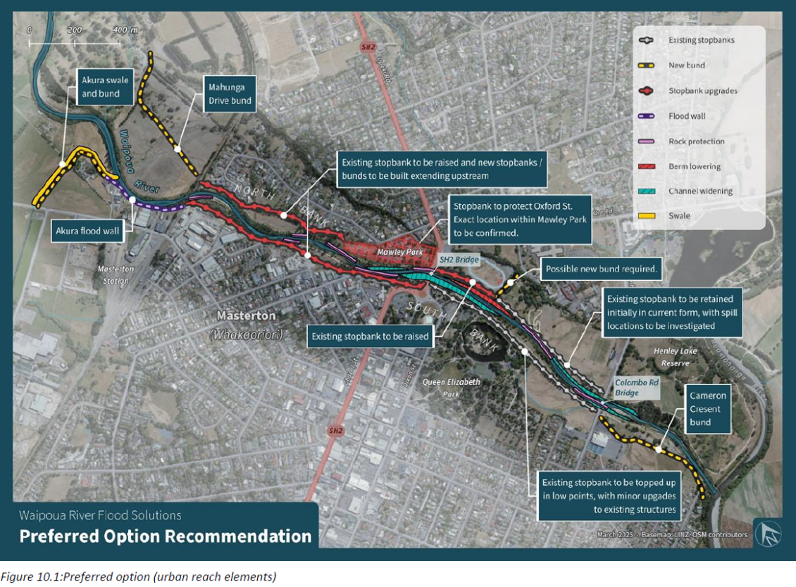 Waipoua floodworks preferred option map