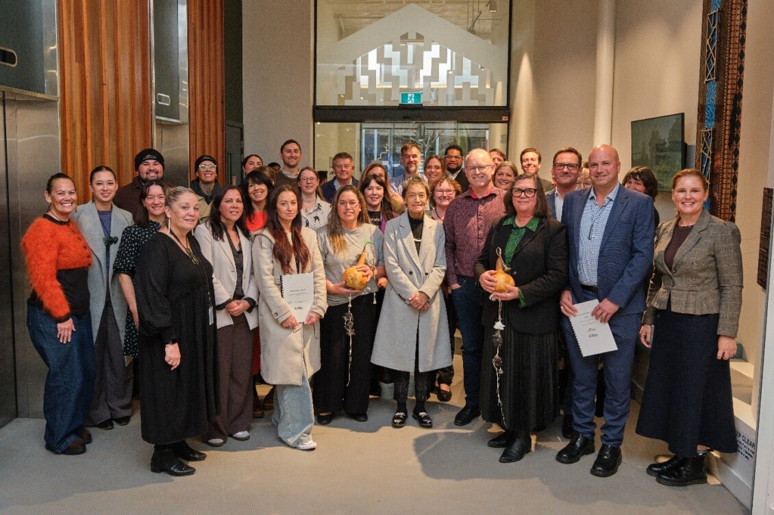 Ngā Hapū o Ōtaki Incorporated Society, Ātiawa ki Whakarongotai and Greater Wellington Councillors and teams at Council offices after the signing of two Mana Whakahono ā Rohe agreements.