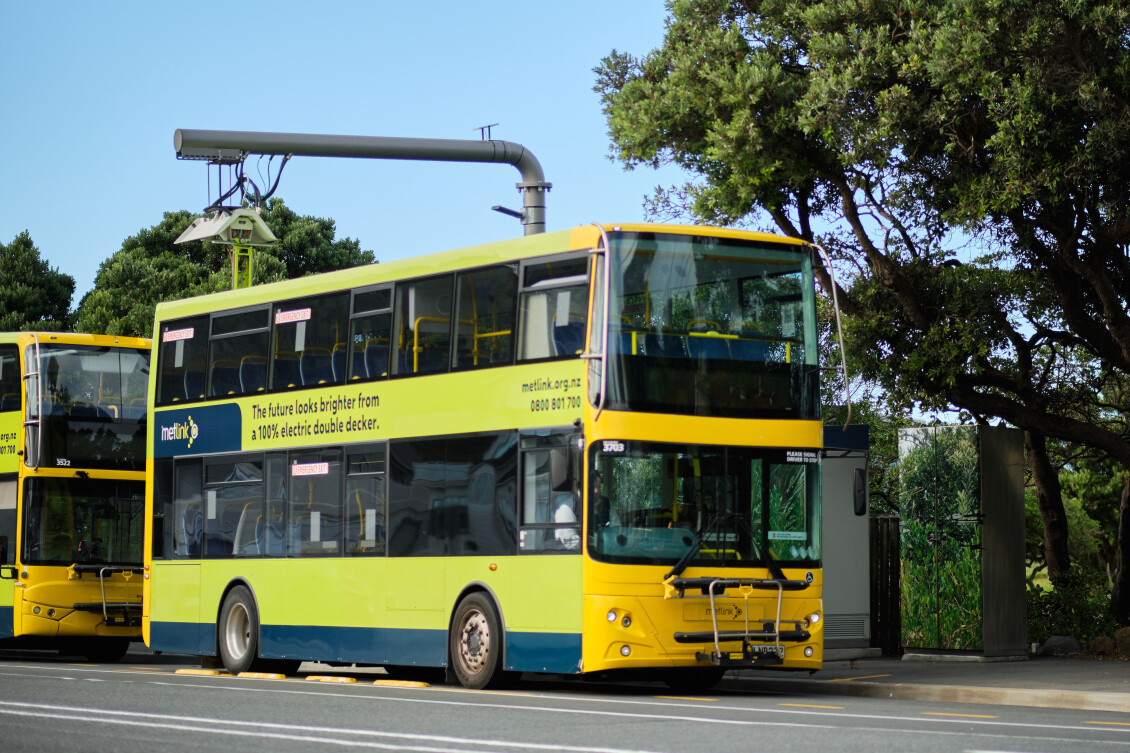 Buses charging in Island Bay